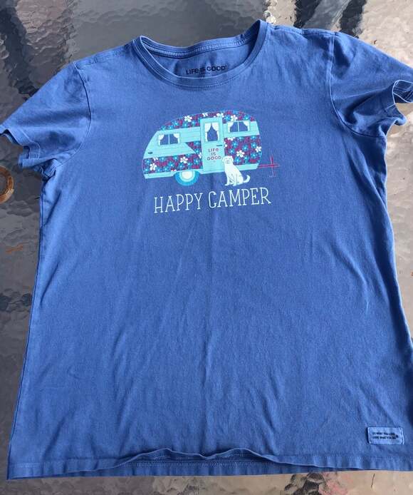 Life is Good Tops - Life is Good Crusher T-Shirt Happy Camper RV Floral Graphic Blue
